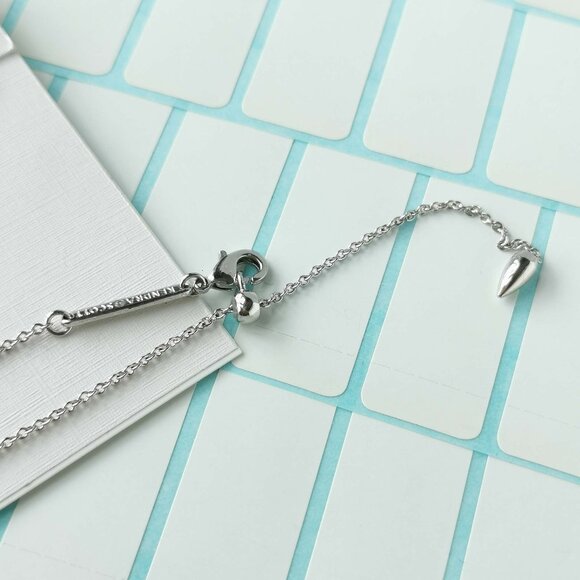 Kendra Scott Haven Heart White Crystal Silver Strand Necklace with dust bag - Picture 2 of 3
